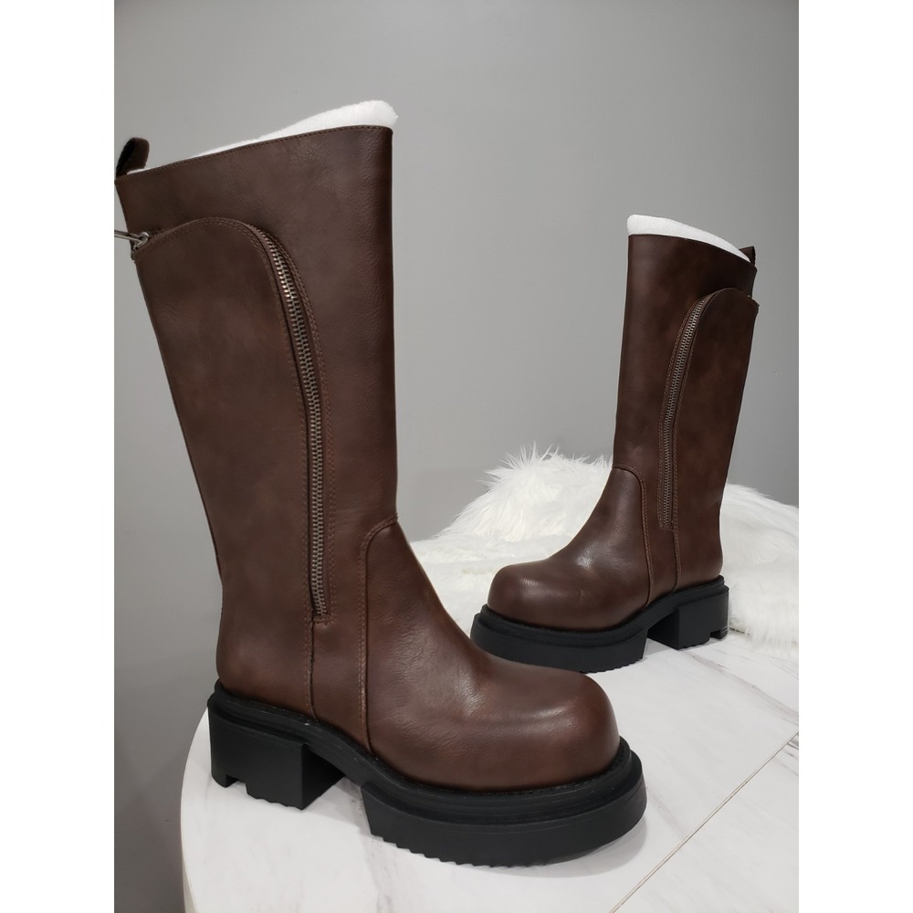 NEW DOLLS KILL BROWN 11 current mood pocket boots small town girl festival rave